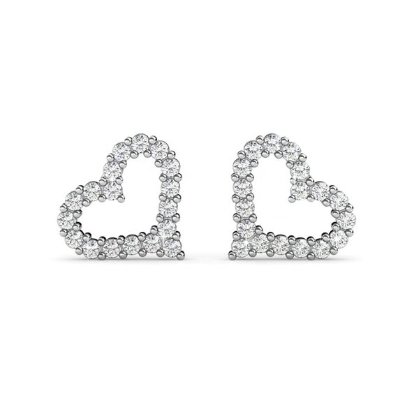 Love Heart Silver Australian Crystal Stud Earrings Valentine's‎ Day Jewelry - Picture 7 of 10